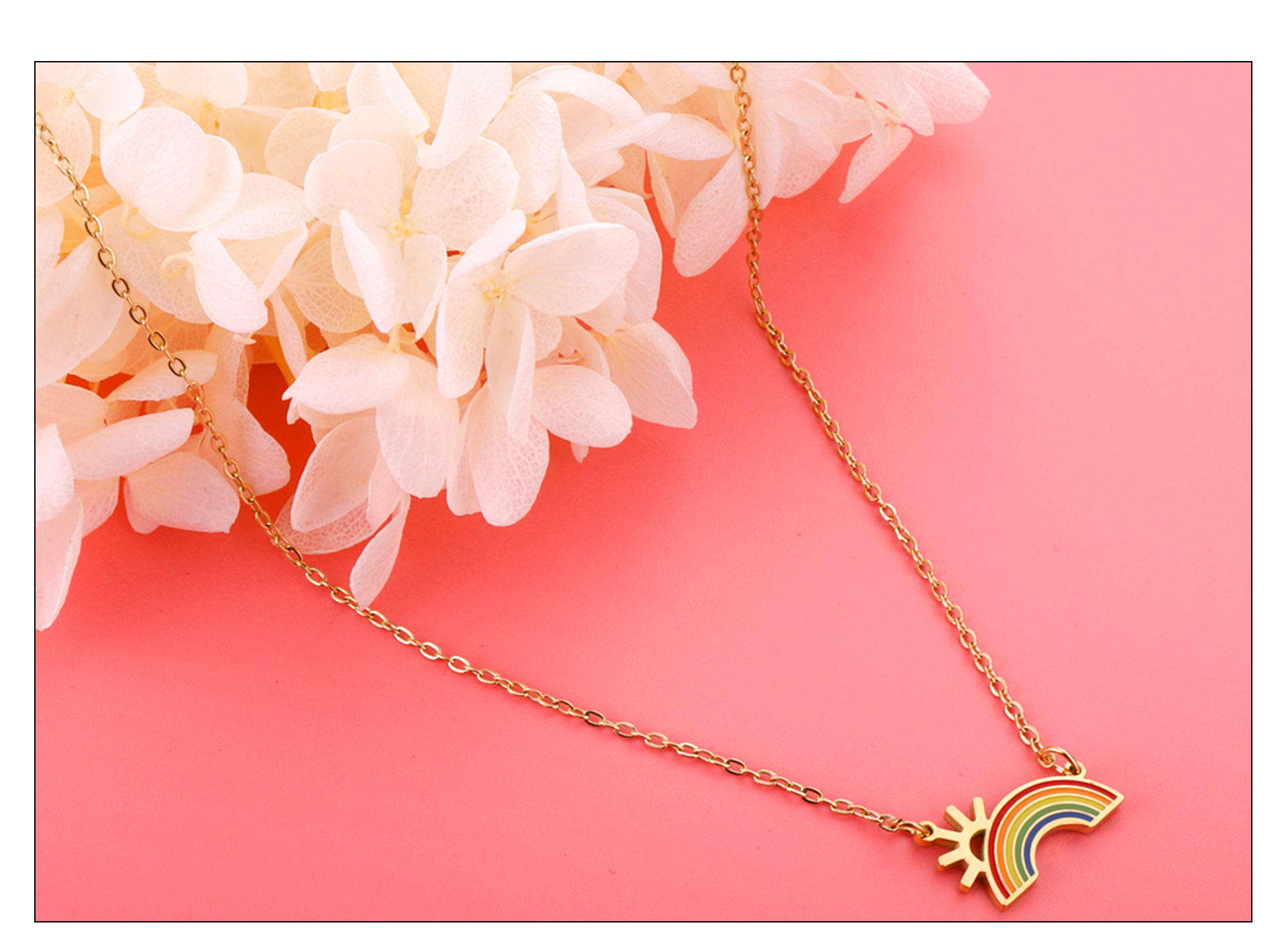 Fashion Rainbow Stainless Steel Plating Pendant Necklace 1 Piece