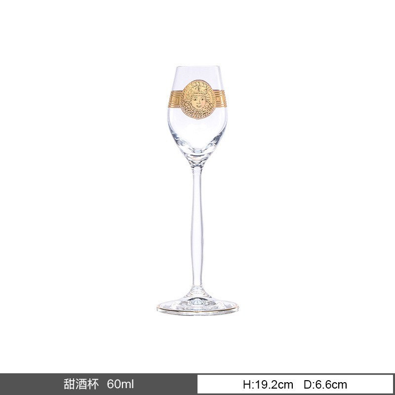 Tazas de cristal checas sin plomo pintadas tazas de vino de oro de alta gama tazas de vino de hotel personalizadas mayoristas sensación de alta calidad