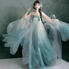 春夏新款汉服箐芙蓉唐制破烂大袖衫花瓣裙齐胸诃子裙仙气柔软飘逸