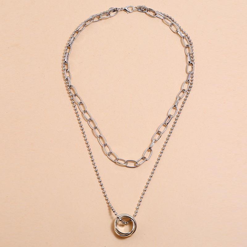 fashion mix hollow chain double-layer simple trend alloy necklace wholesale