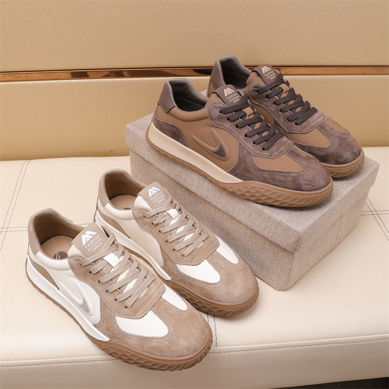 Shopping Mall Same Style First Layer Cowhide Casual Men's Shoes Patchwork Genuine Leather Breathable Lining Forrest Gump Sports Casual Versatile Light Luxury