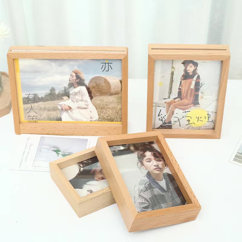 Marco de fotos de madera directo de fábrica escritorio decoración creativa sala de estar dormitorio decoración de la oficina marco de fotos de haya