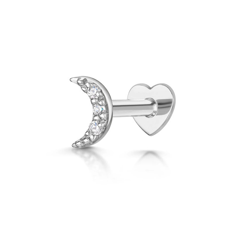 Europa y América Venta caliente s925 plata esterlina ins estilo simple diamante-incrustado personalidad cartílago piercing amor hilo piercing oído hueso uñas