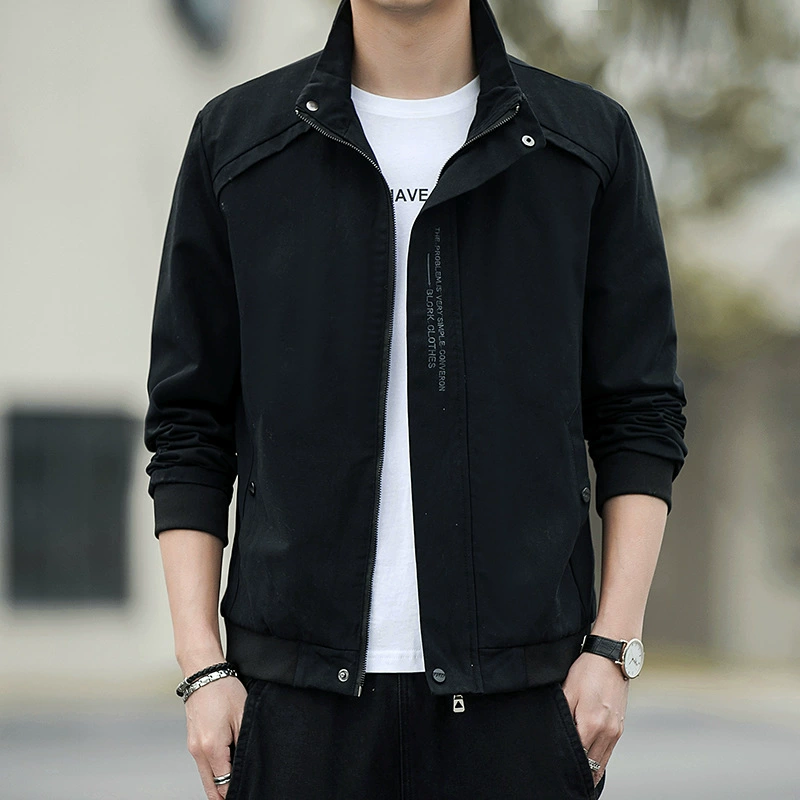 Весенняя и осенняя мужская куртка новый средний возраст мужской топ стоячий воротник свободный повседневный тренд тонкий сюртук