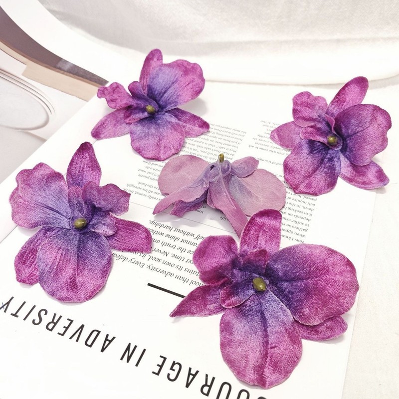 ベルベットの蘭の花 DIY ブライダルヘアアクセサリー 花飾り ヘアピン アクセサリー 花飾り 結婚式 ホームギフトボックス フェイクフラワー 胡蝶蘭|undefined