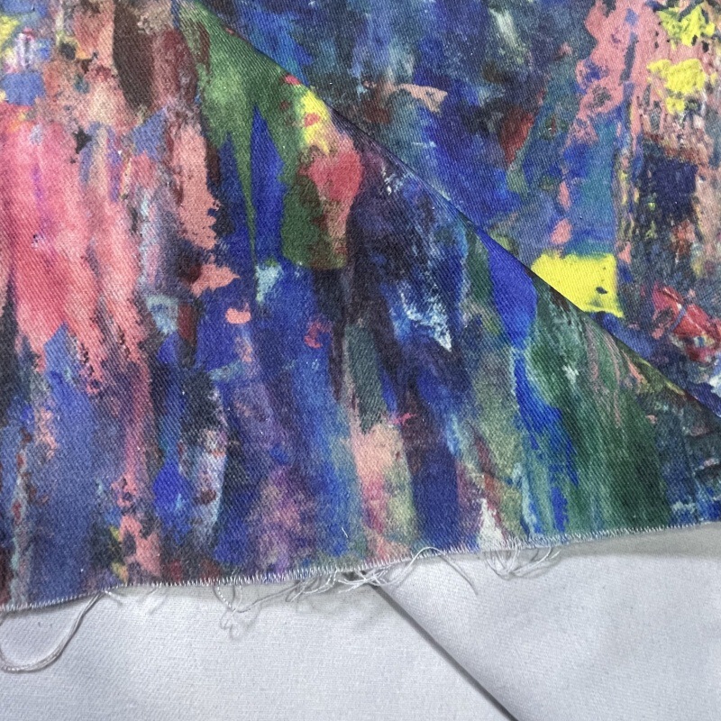 純綿のカラー印刷と墨の油絵の虹の生地のカラフルな色の衝突の服装のDIYの手作りのカバン|undefined