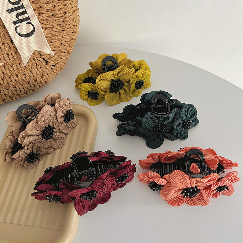 European And American Retro Simplicity Three-Dimensional Flower Elegant Hair Clip 2024 New Bow Hair Accessories Hairpin Ponytail Grabbing Clip display picture 4