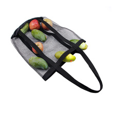 黑色网布手提袋 家用便携超市购物袋 收纳市场水果蔬菜手提袋批发
