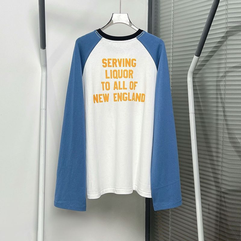 HOUSE25 Xia Xin 英国レトロレタープリントコントラストカラーラウンドネック野球長袖Tシャツ男性と女性用|undefined