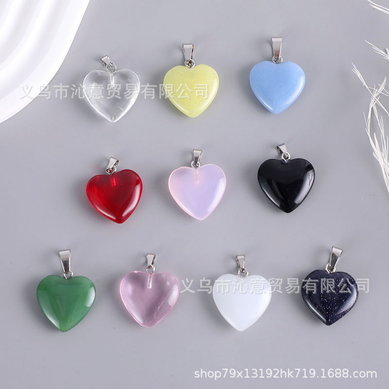 Cross-Border Hot Selling 20mm Heart-Shaped Pendant, Jelly-Colored Heart Pendant, Peach Heart Necklace Accessories, DIY Supplies
