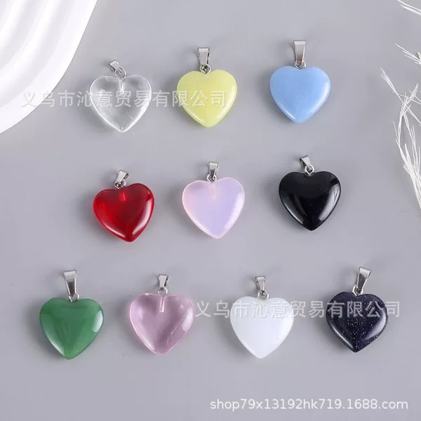 Cross-Border Hot Selling 20mm Heart-Shaped Pendant, Jelly-Colored Heart Pendant, Peach Heart Necklace Accessories, DIY Supplies