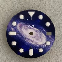 Новая космическая звездная галактика буквально 28.5MM зеленый светящийся металлический циферблат подходит для установки механизма NH35/36