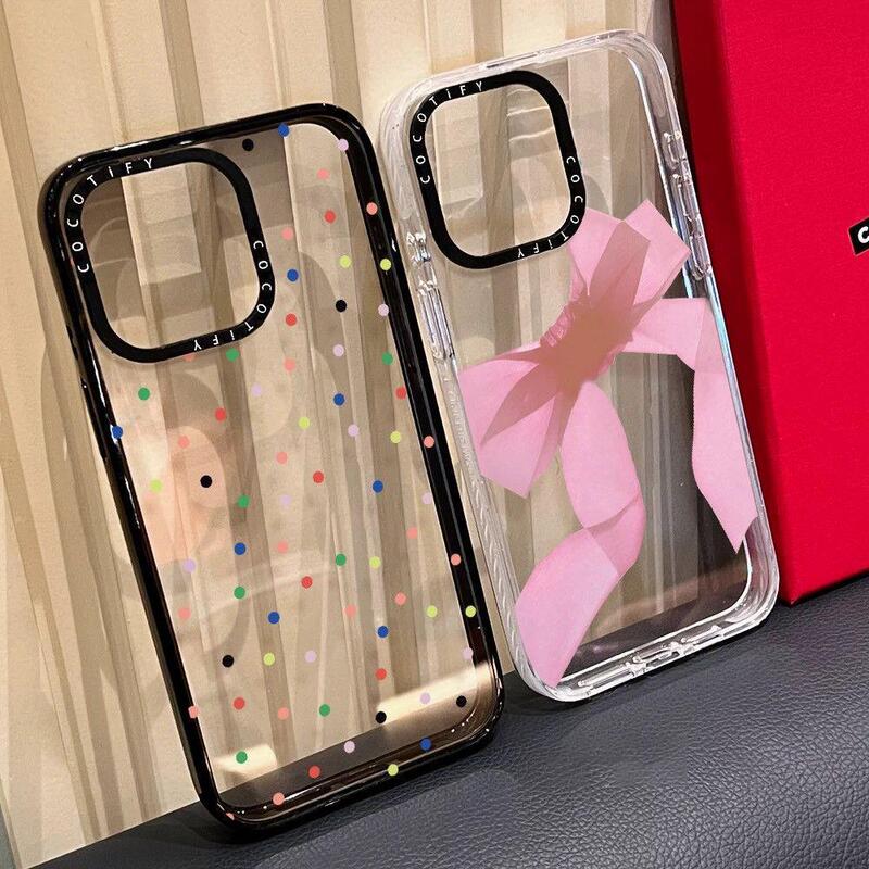 New Coco Co-Branded Colorful Polka Dot Pink Bow Iphone16Promax Mobile Phone Case Apple 15/14/13