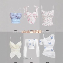 新款纯欲碎花吊带背心抹胸批发女装外贸杂款尾单shein碎花上衣