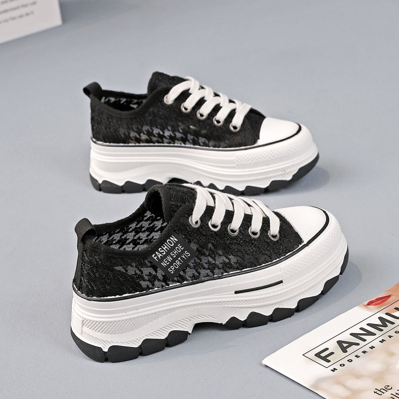 2025 spring new thick-soled increased canvas shoes broken size special small white shoes net red thin casual breathable shoes
