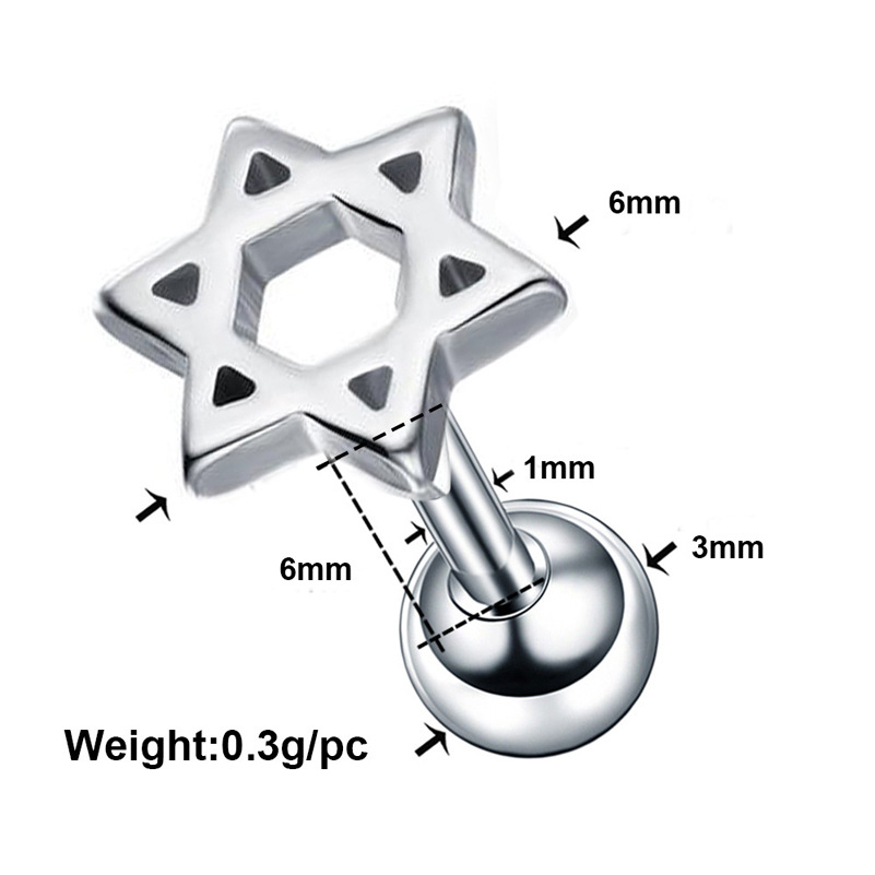 Fashion Rabbit Star Stainless Steel Plating Ear Studs 1 Piece