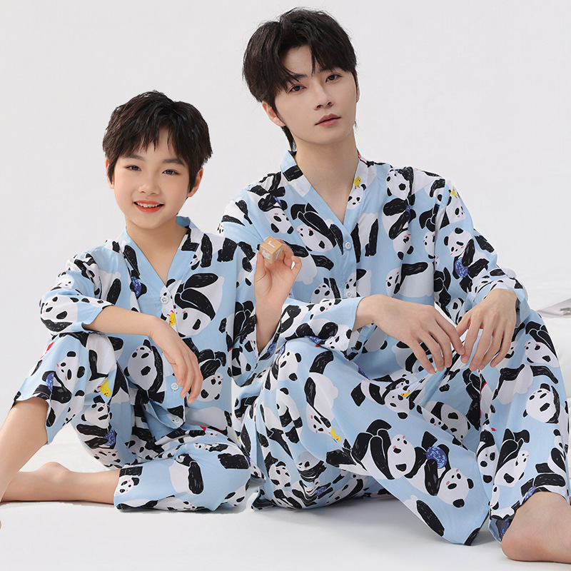 Cotton Silk Family Matching Outfits for a Family of Four or Three, Cotton Silk Pajamas for Girls, Mother-Child, Mother-Daughter, Family Clothing, Home Air-Conditioning Wear