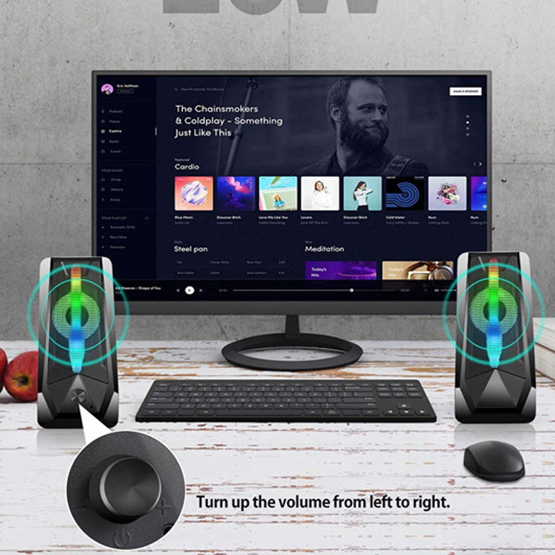 In-Stock Rgb Light-Up Speakers for Desktop and Laptop Computers, Subwoofer Speakers, Cross-Border Wholesale, Stereo Sound for Home Use