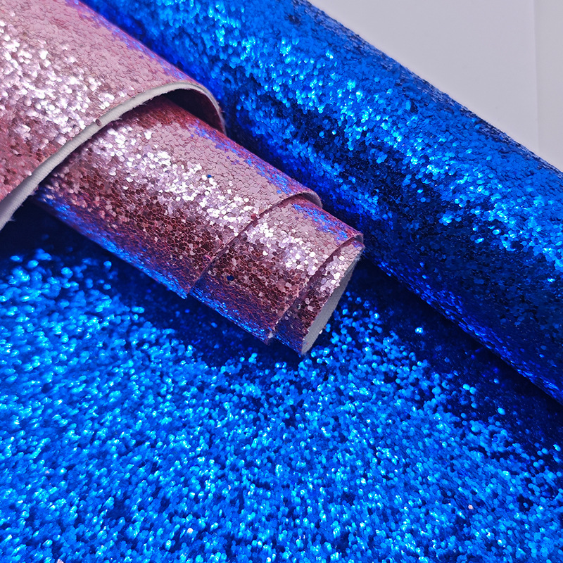Pu Leather Glitter Coarse Powder Glitter Fabric 0.7mm Glitter Fabric Hexagon Pieces