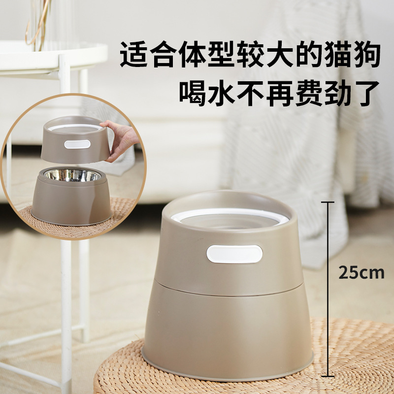 Nueva mascota doble capa tazón perro tazón gato tazón boca plana alto pie Pet Bowl protector cervical columna perro gato tazón de comida al por mayor