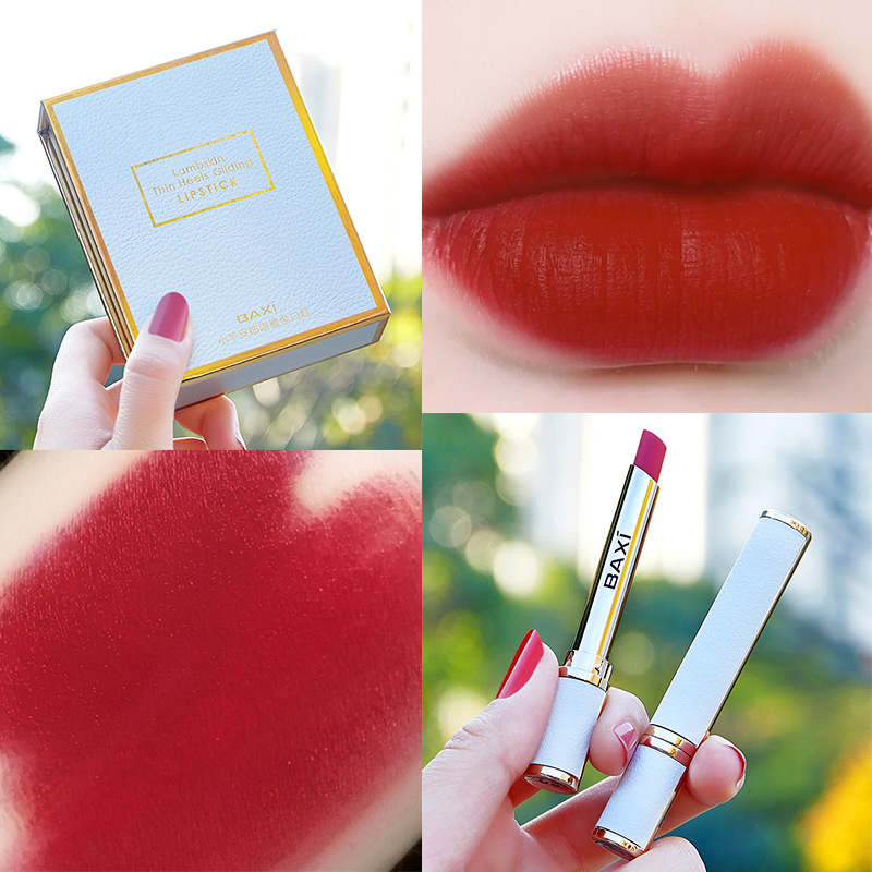 BAXI羊皮小细跟口红雾面丝绒持久不掉色不沾杯细管礼盒套装|ms
