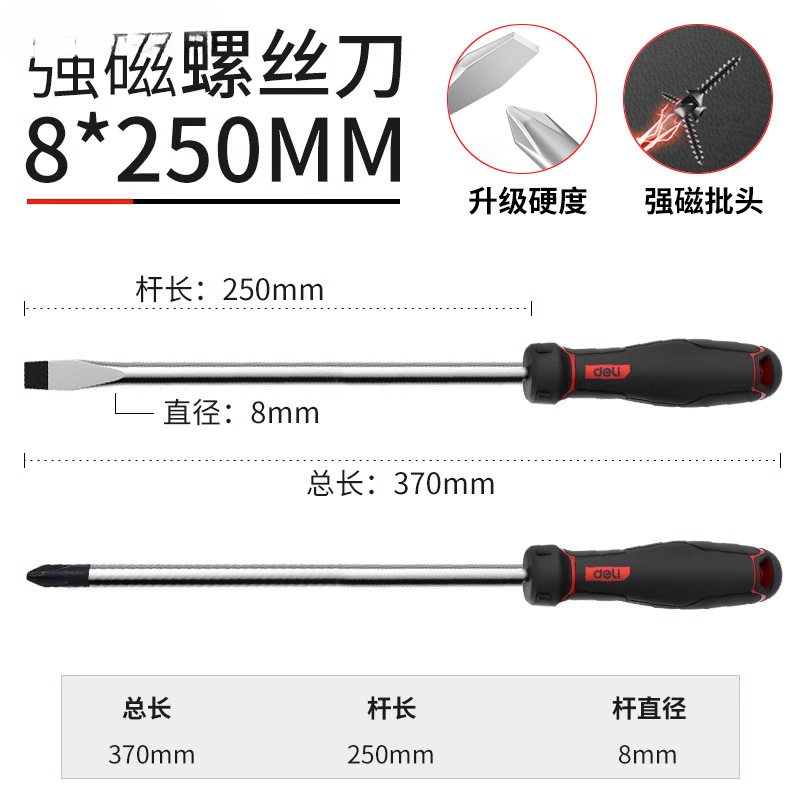 Destornillador cruzado Deli, destornillador de flor de ciruelo magnético fuerte, destornillador en forma de cruz, juego de herramientas, destornillador súper duro