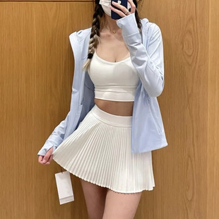Summer Thin Anti-Exposure Leggings Sports Tennis Skirt Women's High-Waisted Pleated Skirt Safety Pants Accordion Skirt