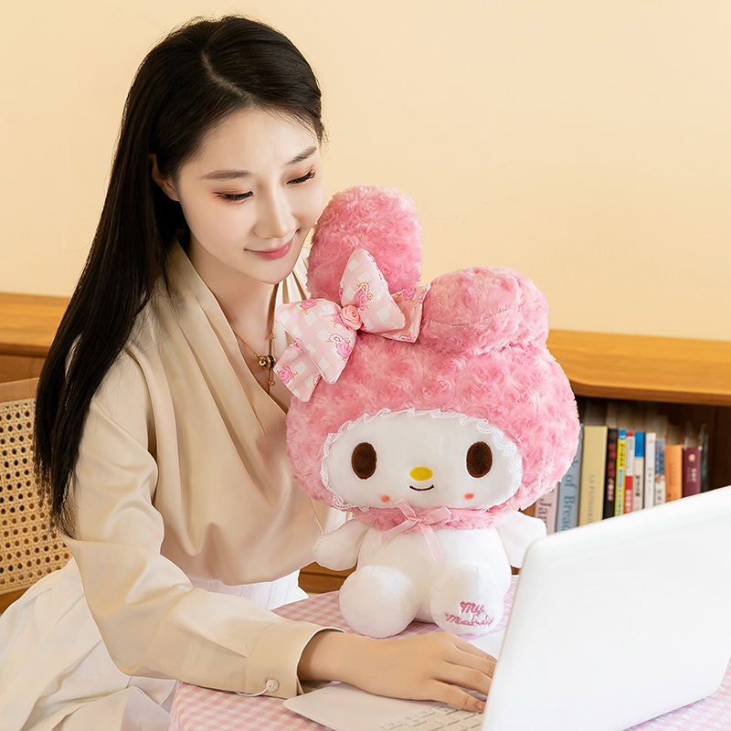 玫瑰kitty猫公仔可爱软萌凯蒂猫美乐蒂毛绒玩具公主裙KT猫大玩偶|undefined