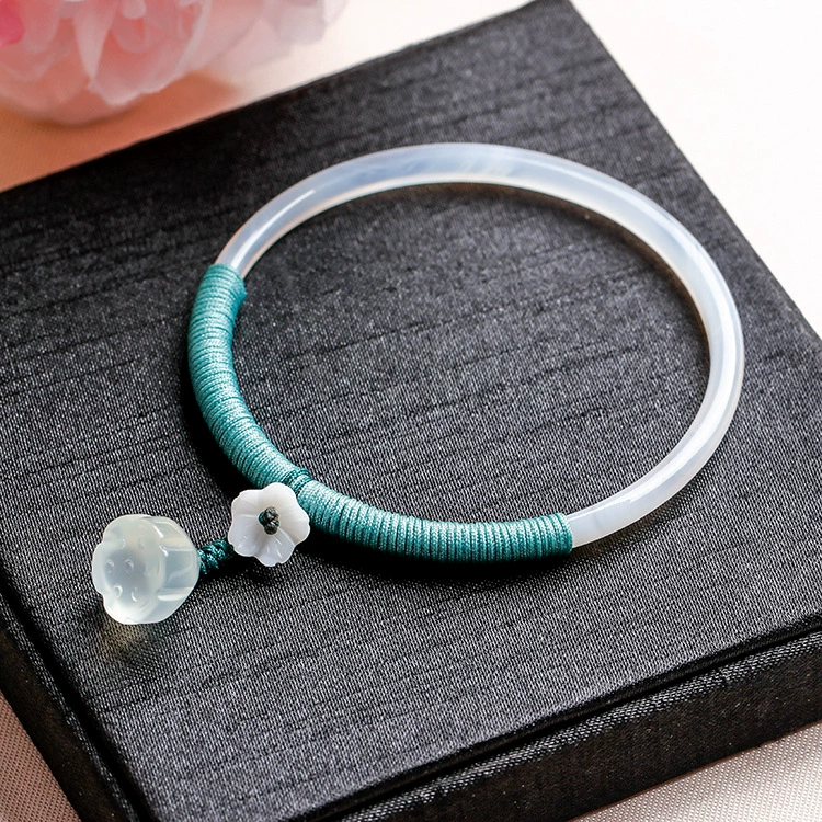 White organic agate woven bracelet
