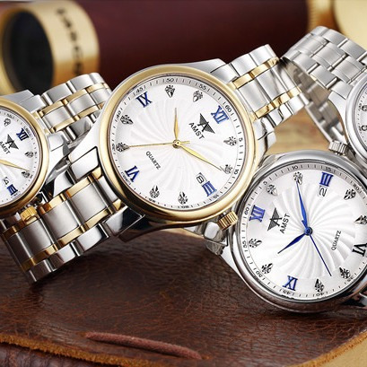 AMST艾美时特手表时尚礼品情侣表女士镶钻商务防水男女手表石英表