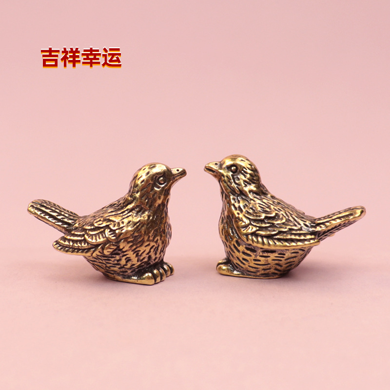 黄铜麻雀小摆件金属工艺品创意微景观摆件文玩摆设中秋节小件礼物