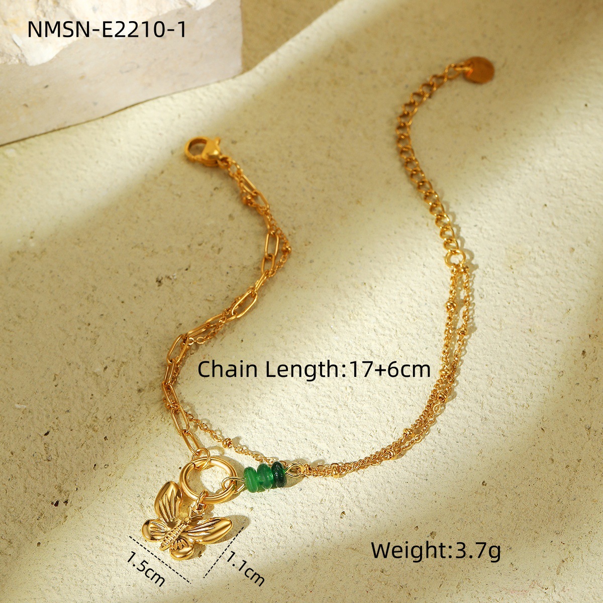 Women's Gender Lady Bow Knot 304 Stainless Steel Natural Stone Bracelets In Bulk
