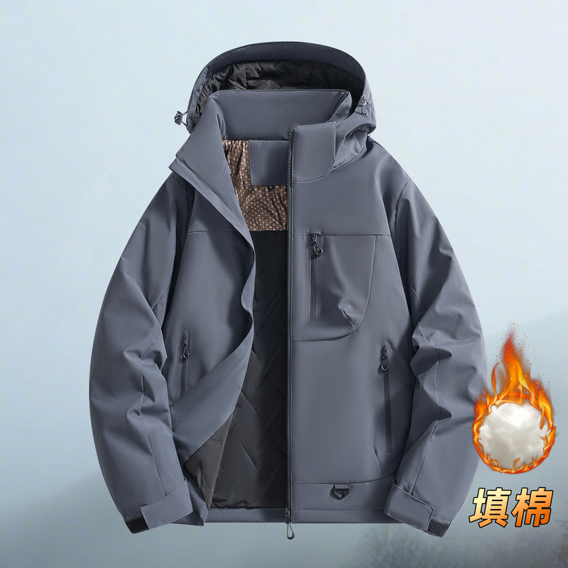 秋冬运动棉衣男户外女棉服加厚保暖防风加绒外套大码休闲连帽夹克|undefined