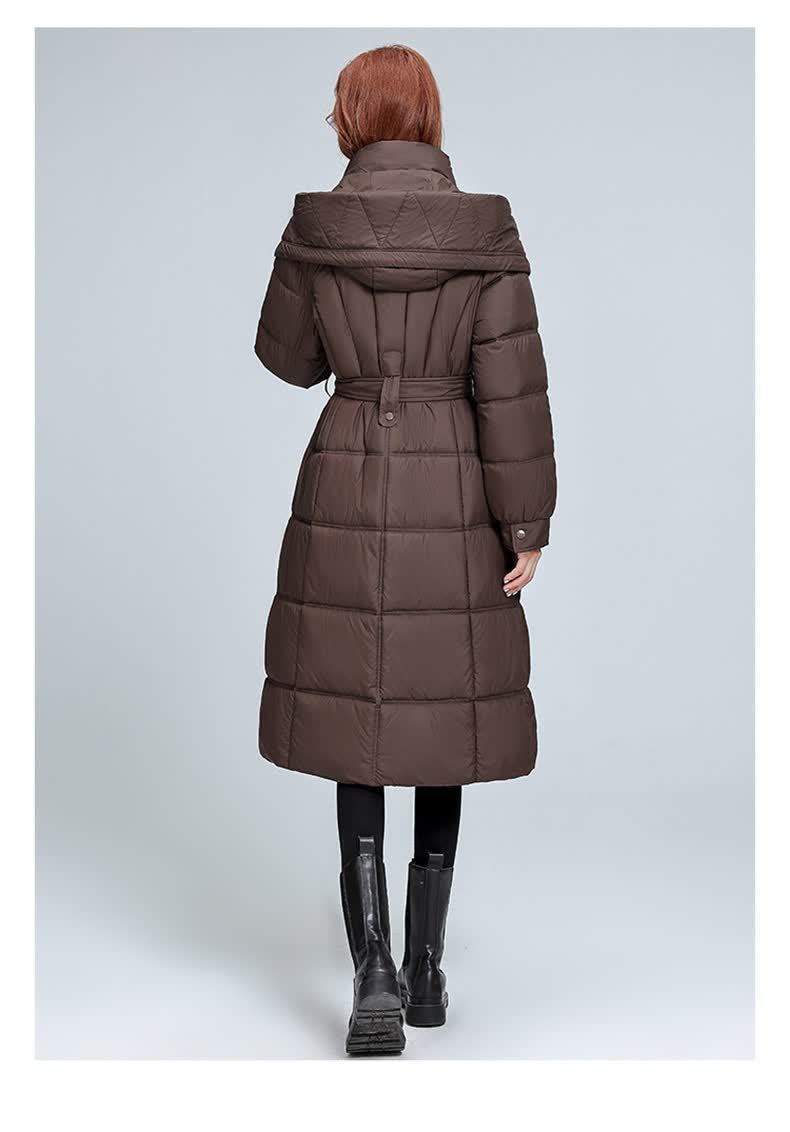 Dames gewatteerde winterjas met capuchon lange puffer jas_voghion.com