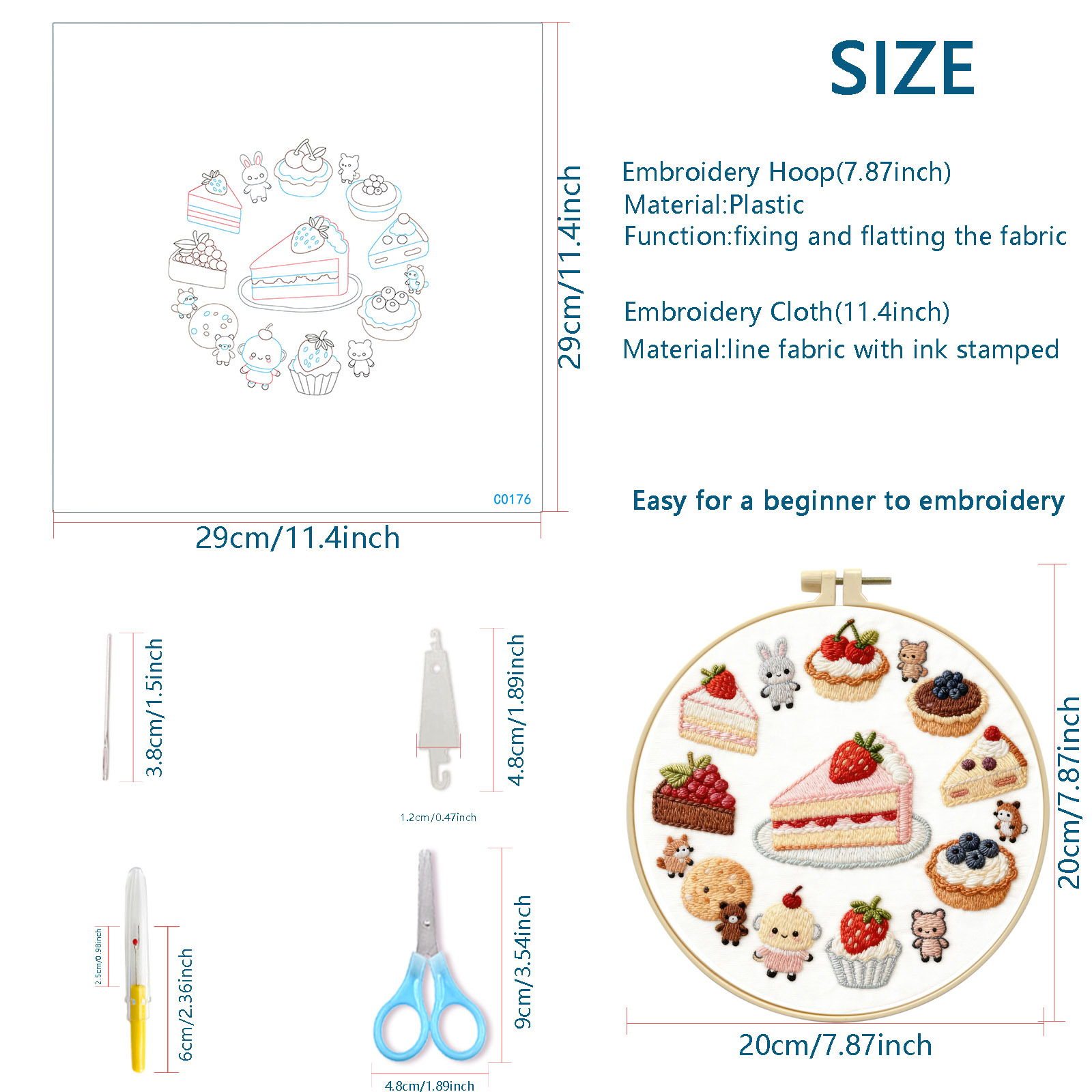 Nuevos productos transfronterizos bordados DIY material paquete de paquete de pastel de cuatro piezas simple lindo bordado artesanal de tela