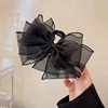 Black hair accessory for princess, advanced crab pin with bow, shark, hairgrip, high-quality style