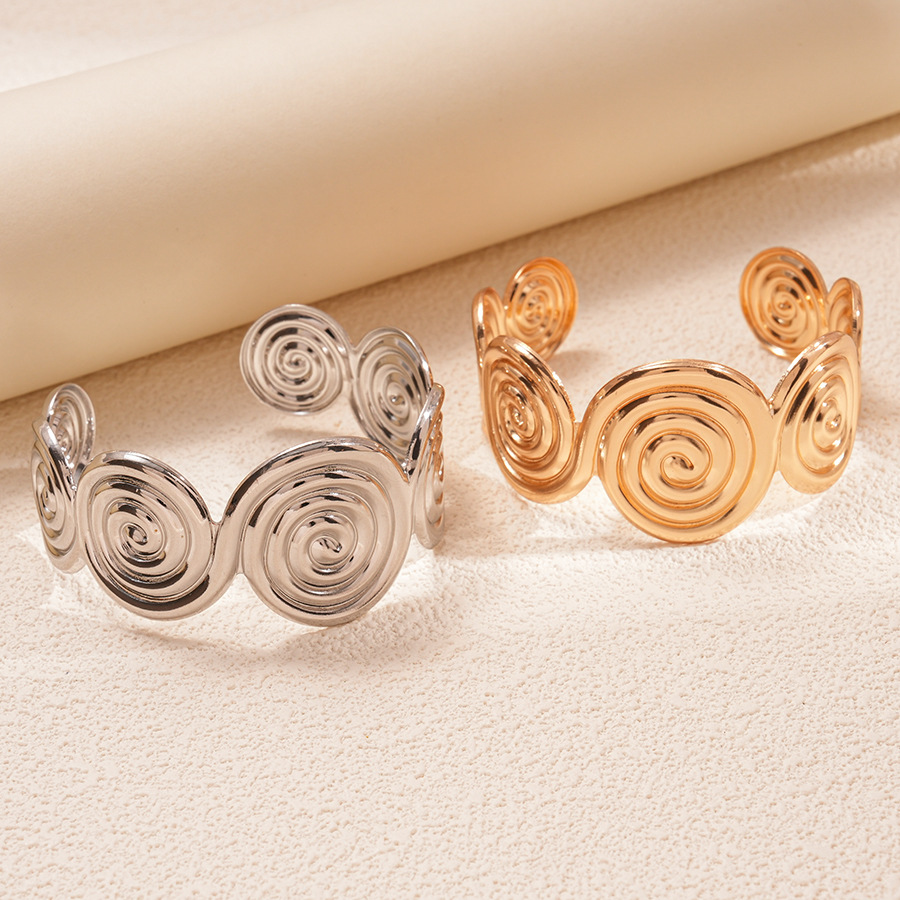 Europa y América sensación de metal redondo espiral abertura pulsera de industria pesada transfronteriza personalidad de alto nivel nicho simple joyas image 3