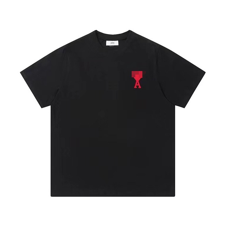 Across the original standard small AMI summer men's and women's simple embroidery 000% cotton casual short sleeve T-shirt top