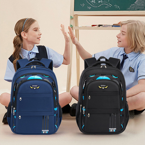 Backpack for Primary School Students, Simple and Stylish, Waterproof with Multiple Compartments, Large Capacity, Suitable for Students in Grades 3-6 and Junior High School, Dual Shoulder Design