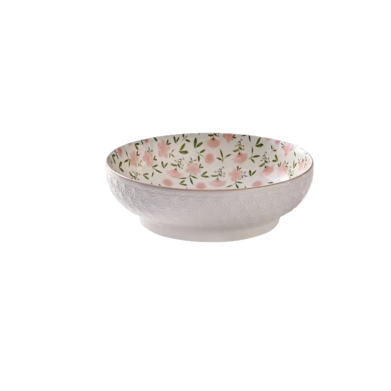 Japonés retro dibujado a mano pequeño tazón de cerámica de flores, tazón de arroz casero, tazón de fideos, tazón de sopa, platos de platos de sopa creativos en línea