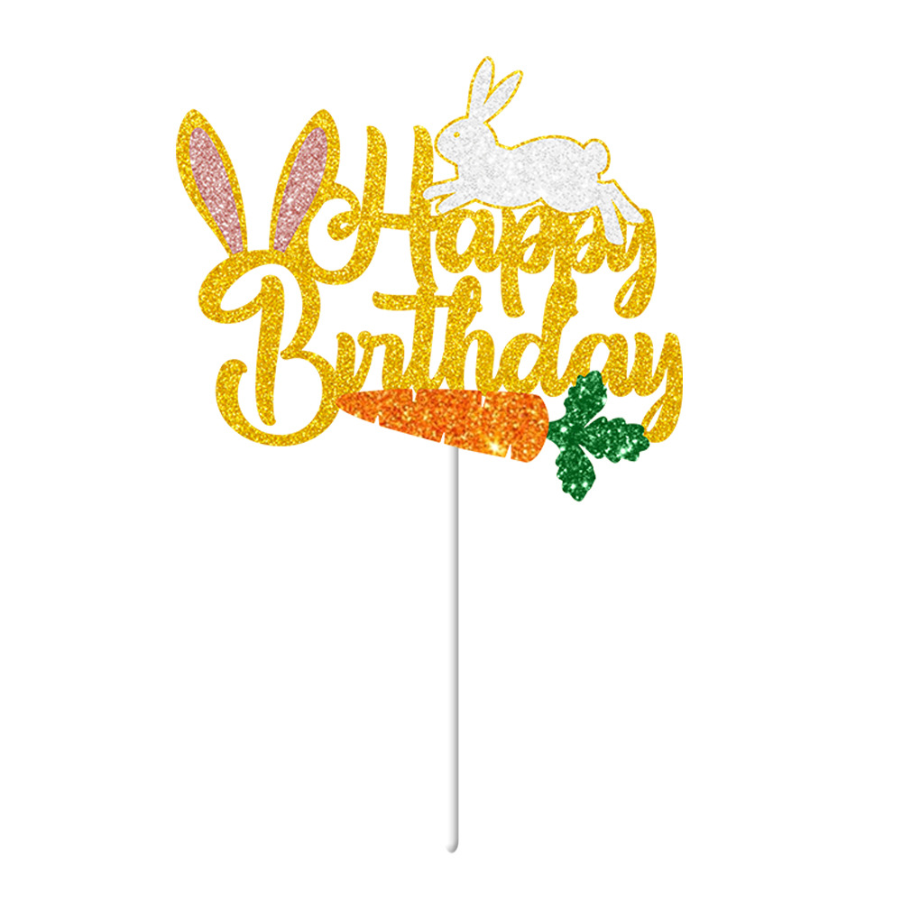 Fiesta de cumpleaños de Pascua decoración Garland Super Flash Feliz cumpleaños conejo tirar bandera tarjeta