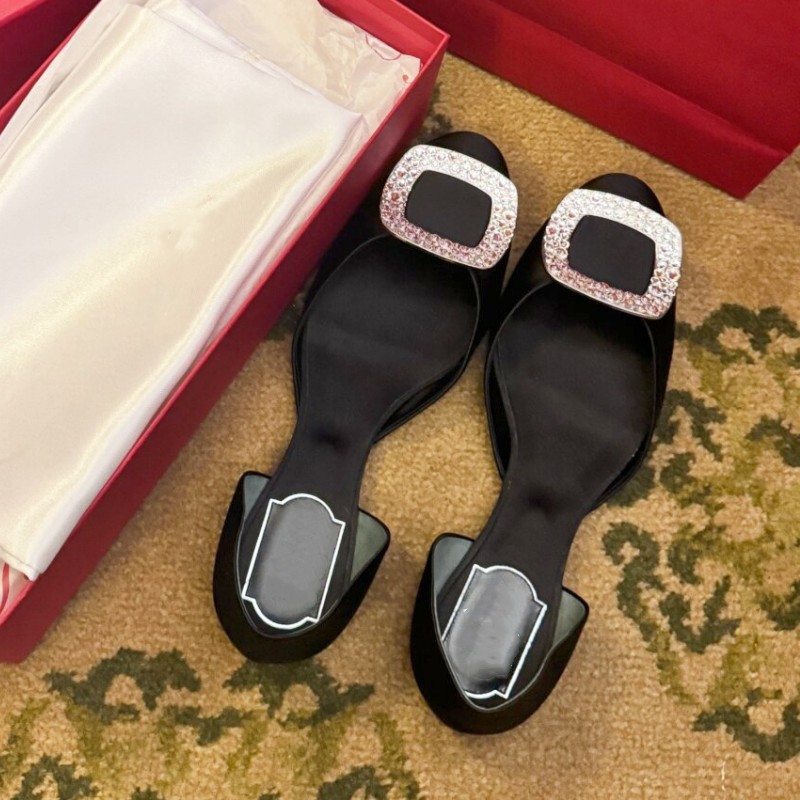 여성을위한 하이 버전 중공 스퀘어 버클 싱글 슈즈 2025 새로운 스타일 프렌치 요정 스타일 라인 석 실크 rv 플랫 슈즈