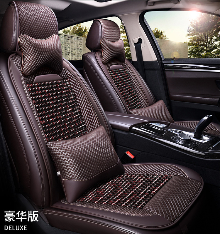 New Car Wooden Bead Cushion Summer Breathable Cooling Cushion Four-Season Universal Bead Car Cushion Half-Pack Seat Cushion Summer Seat Cover