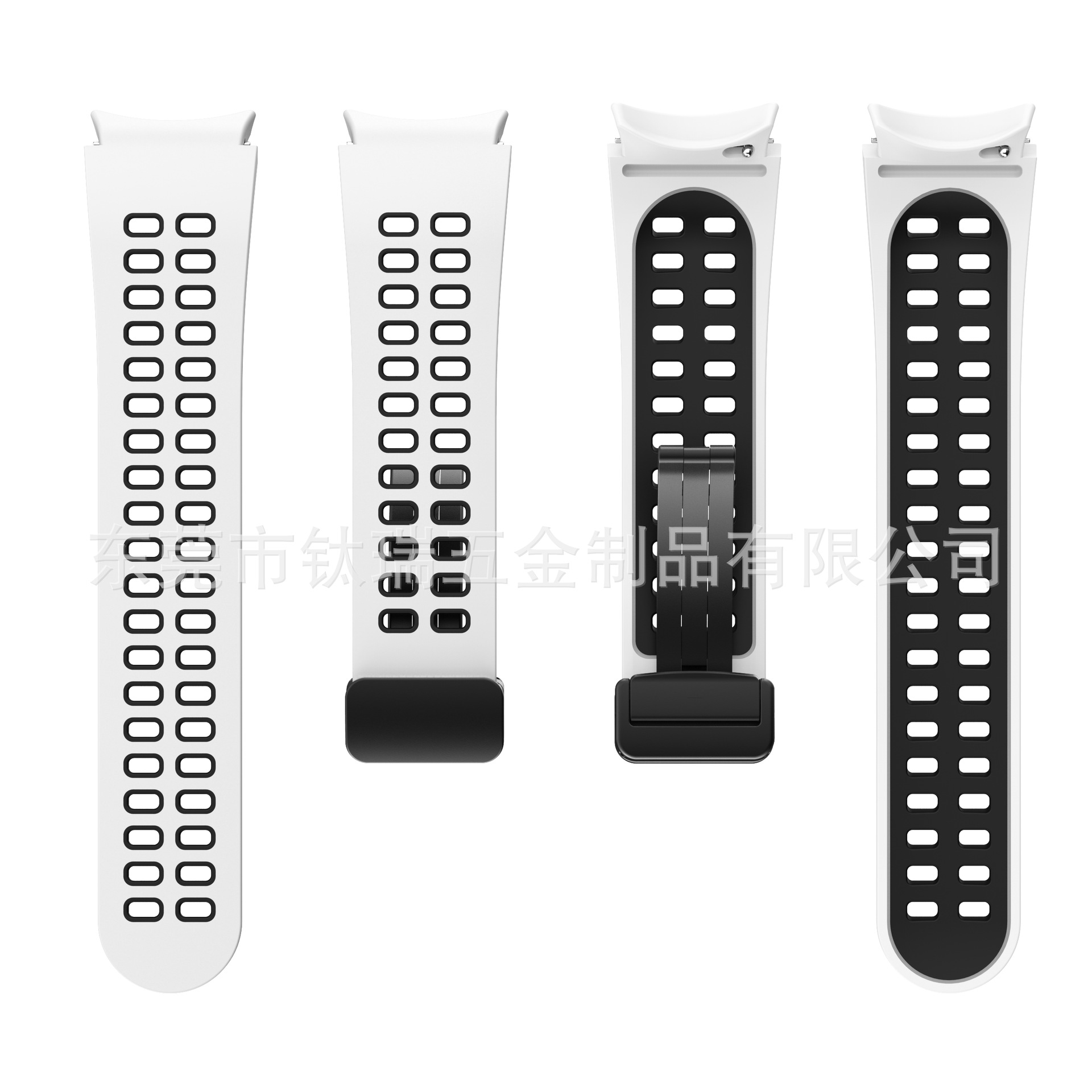 Aplicable a Samsung Galaxy watch6/5/4 correa de silicona de dos colores watch5pro hebilla plegable magnética universal