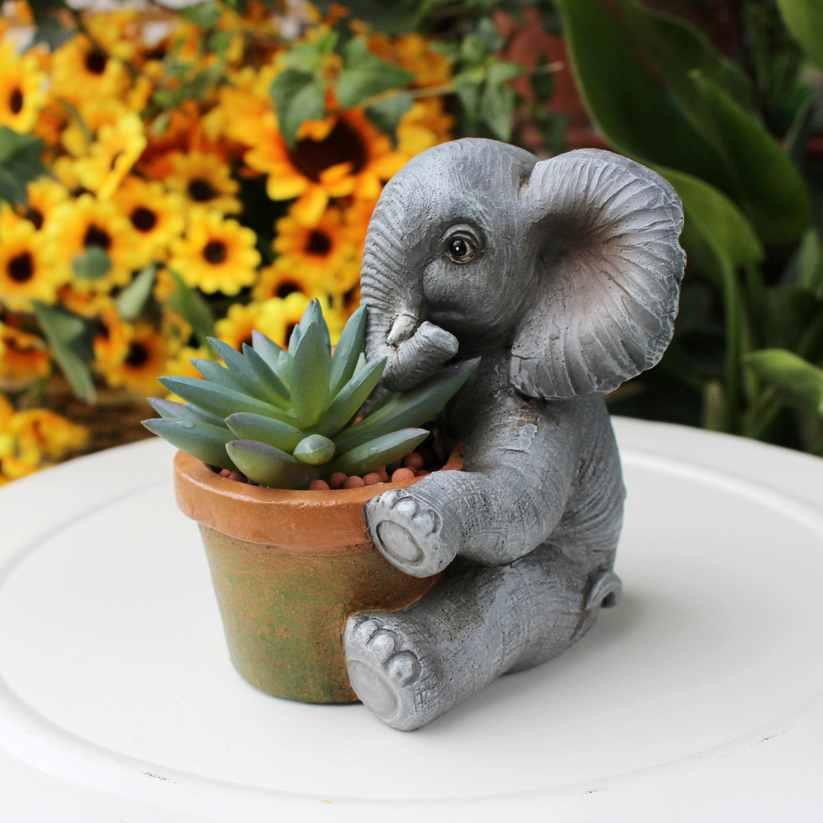  new cartoon elephant garden small flowerpot resin desktop succulent plant planting container home decoration now