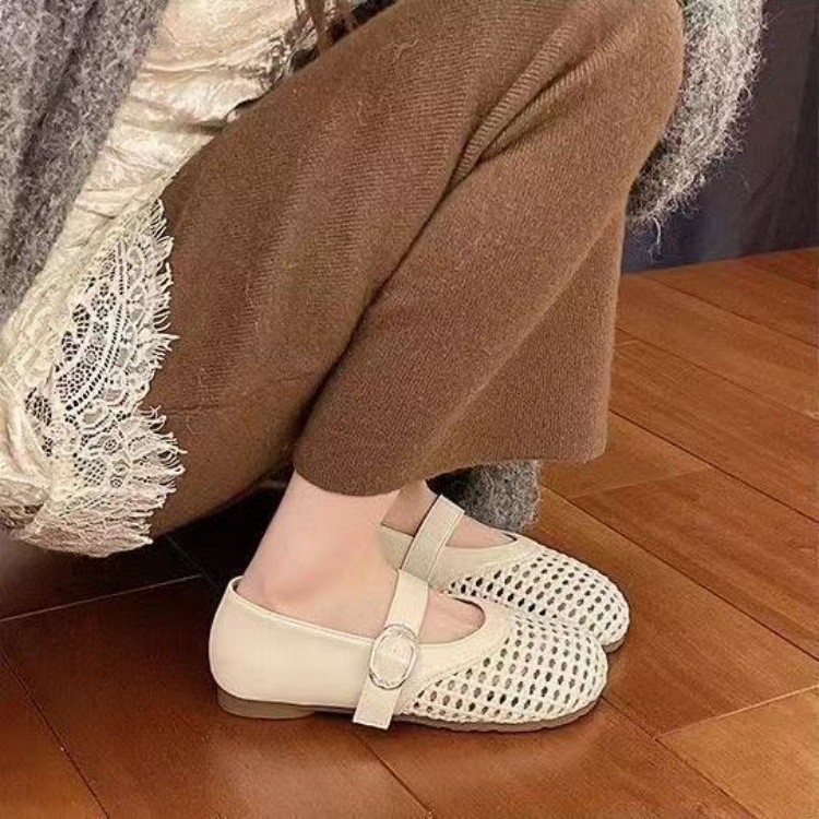 2026, zapatos de verano de banda de tejido hueco, sandalias de red de pesca, nuevos zapatos de suela blanda, Mary Jane.