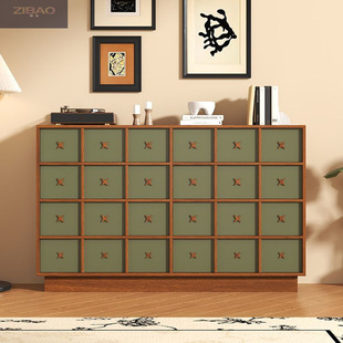 Zibao Antique Style Chest of Drawers French Retro Living Room Side Cabinet Bedroom Storage Cabinet Nine Drawers Drawer Cabinet Storage Cabinet