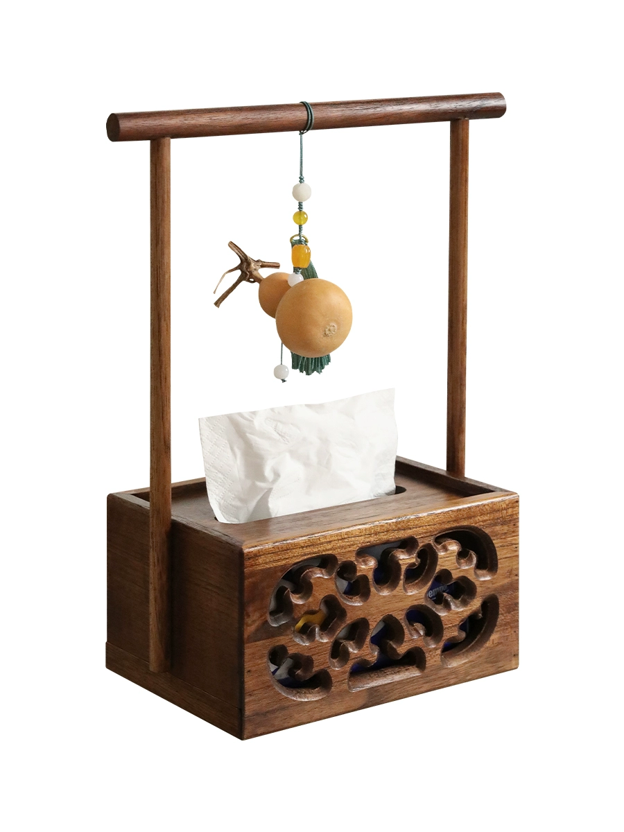 Living room dining table wooden paper towel box storage box solid wood pump box retro new Chinese creative paper pump box box