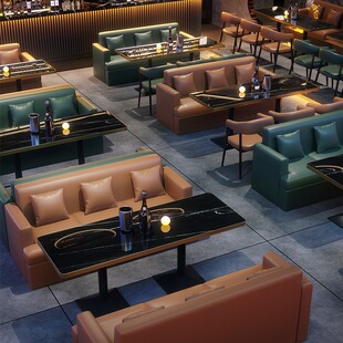 Bar Booth Sofa Table and Chair Set for Western-Style Cafes, Music Lounges, Retro Light Luxury Milk Tea Shops