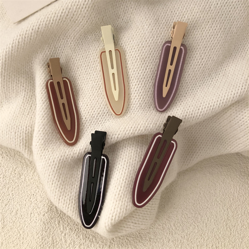 Clip de pelo coreano de color gelatina sin marcas de pala pequeña esmaltada boca de pato broca frente lateral frangeo broca broca de cabello maquillaje broca
